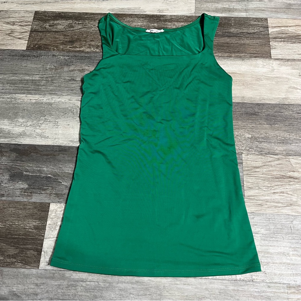 Edgely green square neck sleeveless top